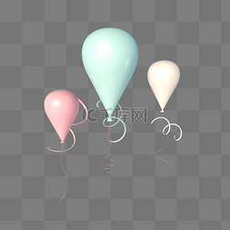 蓝粉白小清新C4D立体漂浮气球