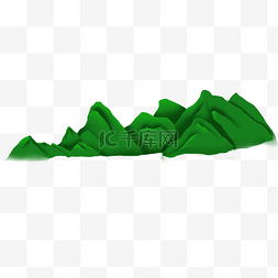 绿色水墨山图片_手绘简约绿色山脉