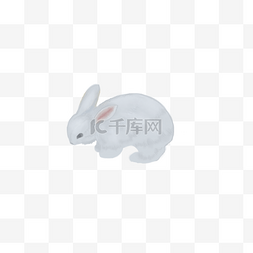 小清新古风背景图片_手绘中国风白色兔子