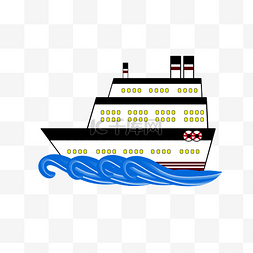 轮船插画图片_黄色的轮船手绘插画