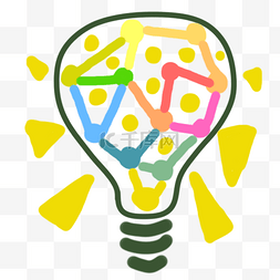 创意灯具图片_卡通绿色创意灯泡