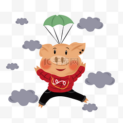降落伞图片_  小猪跳伞 