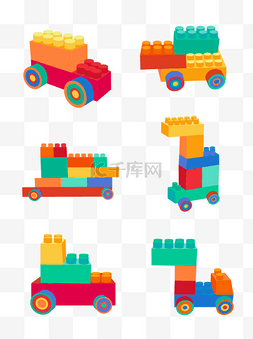 儿童车适合背景图片_儿童玩具彩色积木之卡通可爱拼接