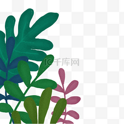 植物图片_春天夏天五颜六色前景草手绘插画