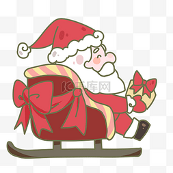 新年送贺卡图片_圣诞假老人坐雪橇送礼物插画