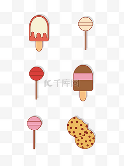 冰棒甜品矢量素材图片_甜品图案装饰小清新可爱矢量插画
