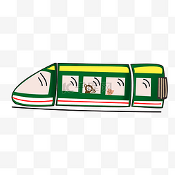 卡通绿皮铁路火车