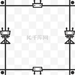 简洁文艺小清新图片_线条机器人简约文艺清新边框透明