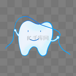 蓝色牙齿图片_手绘可爱牙齿使用牙线