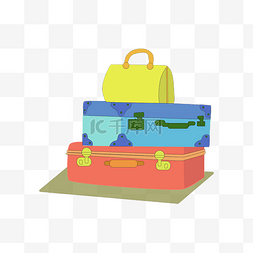 矢量手绘彩色行李箱