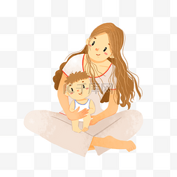 卡通妈妈抱孩子图片_妈妈抱着小婴儿在怀里