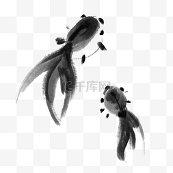 水墨黑色金鱼插画