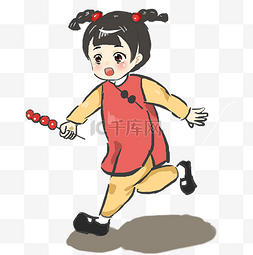 装着图片_手拿糖葫芦的卡通中国风小孩
