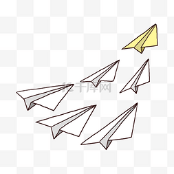 黄色简约线条图片_一堆纸飞机PNG免抠素材