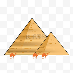 埃及版画图片_景点建筑埃及金字塔插画