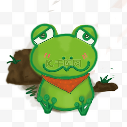 井底之蛙图片_卡通绿色的青蛙免扣图
