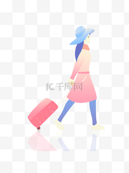 拖着的行李箱图片_拖着行李的女孩元素可商用