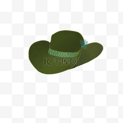 绿色花纹休闲帽子png素材图片