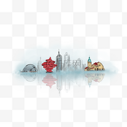 地标插画图片_手绘青岛地标建筑