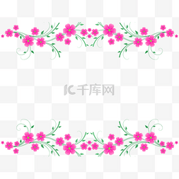 浪漫粉红花朵横幅边框