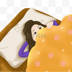 手绘女孩起床图片_赖床女孩躺在被窝不想起床