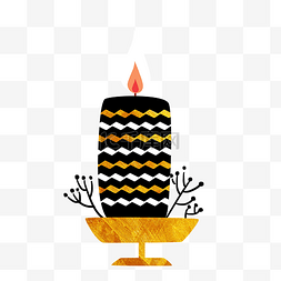 金色简约扁平生日蜡烛和烛台PNG免