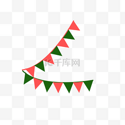 Christmas图片_圣诞节彩旗红绿可爱装饰PNG