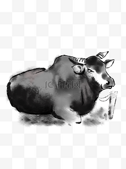 水墨动物—水牛商用中国画毛笔画
