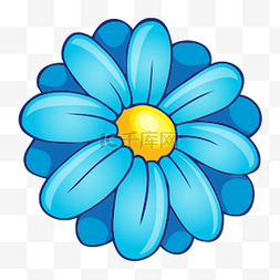 卡通蓝色的花朵免抠图