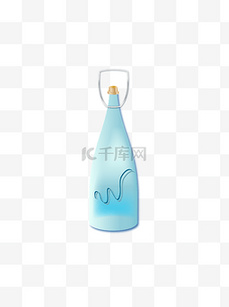 磨砂酒瓶图片_立体磨砂感蓝色玻璃瓶