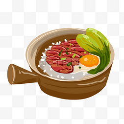 煲仔饭美食图片_手绘鸡蛋煲仔饭插画