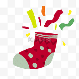卡通红色袜子图片_圣诞节红色袜子PNG