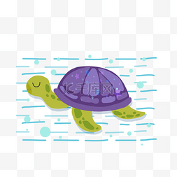 海底生物扁平图片_世界海洋日海龟插画矢量图