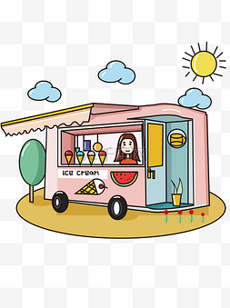 野外萌漫餐车小吃车冰淇淋店可商