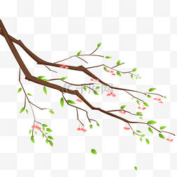 卡通树枝树叶图片_手绘小清新树枝树叶小花朵金丝吊