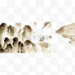 中国风山水小船图片_中国古风手绘天鹅山水