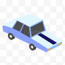 蓝色的小汽车装饰插画