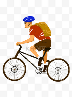 自行车侧面图片_骑着自行车的男生侧面人物插画元