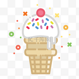 手绘冰淇淋蛋筒图片_mbe风格卡通奶油甜筒素材