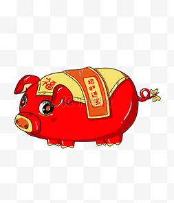 福图片_手绘卡通红色小猪