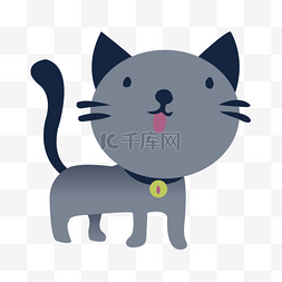 描边猫咪图片_手绘卡通矢量铃铛猫咪