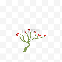 小清新插画设计图片_手绘水彩植物花卉小红果