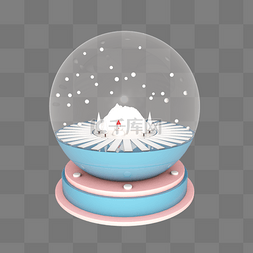 C4D立体圣诞节下雪水晶球