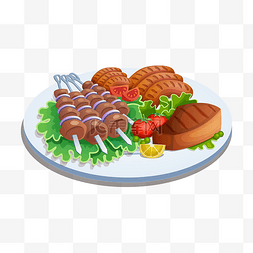 烤肉png图片_矢量手绘卡通烤肉