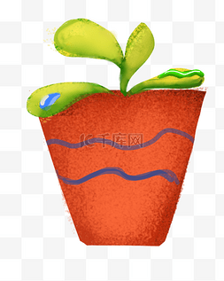 绿色植物盆栽插画