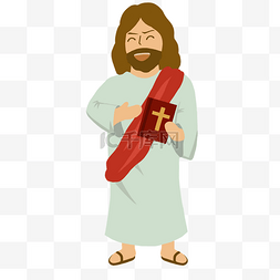 耶稣十字架图片_卡通耶稣手绘插画