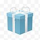 节日生日银色丝带蓝色礼物盒元素