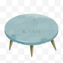 手绘蓝色小桌子凳子