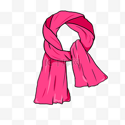 手绘冬季粉色的围巾插画