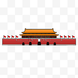 手绘建党节图片_卡通天安门手绘插画